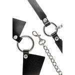 Портупея-чокер-ошейник Pecado BDSM, с поводком и карабином в виде кольца, натуральная кожа, чёрная