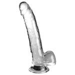 Прозрачный фаллоимитатор с мошонкой на присоске King Cock Clear 9