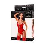 Боди Glossy Doja из материала Wetlook, красный, M