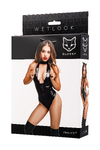 Боди Glossy Kitti с ушками на ободке из материала Wetlook, черное, L