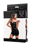 Платье Glossy Nelly с кружевом из материала Wetlook, черное, L