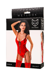 Боди Glossy Doja из материала Wetlook, красный, S